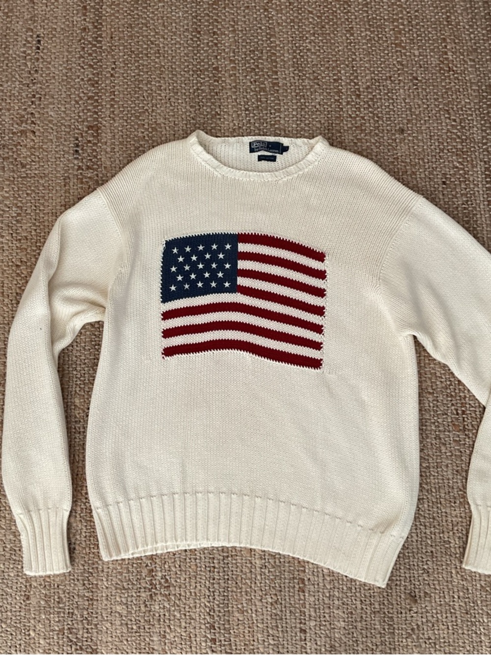 Polo By Ralph Vtg. Lauren cotton cream iconic USA Flag men’s L